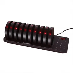 Egy modern vendéghívó rendszer, amely LED világítással és gombokkal rendelkezik.