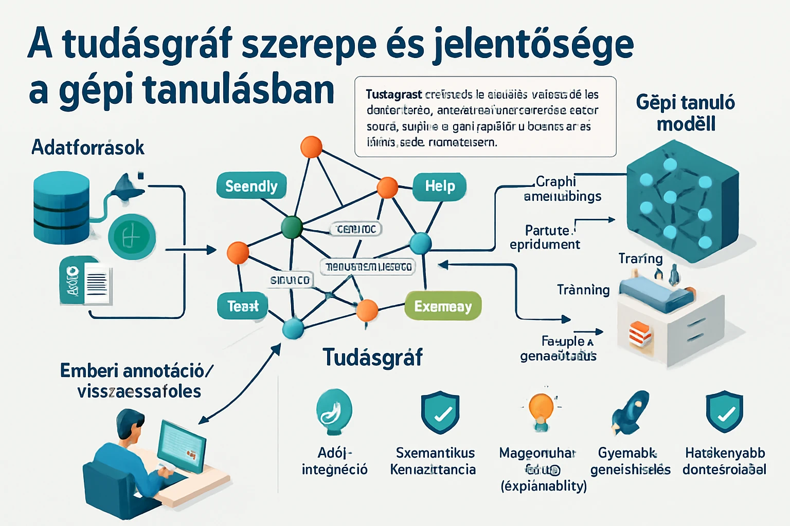 A tudásgráf szerepe a gépi tanulásban, adatforrások és modellek ábrázolásával.