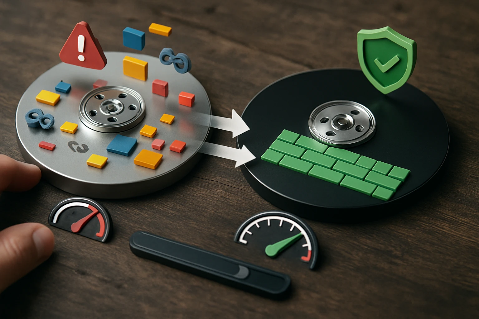 Két különböző tároló eszköz, az egyik adatokkal, a másik védett formában.