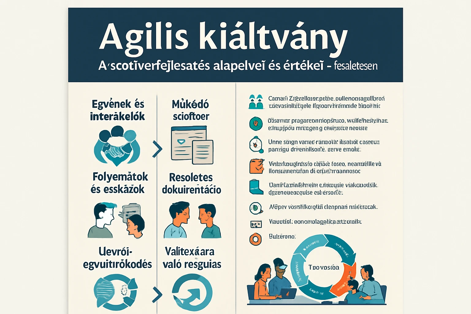 Agilis kiáltvány, amely a szoftverfejlesztés alapelveit és értékeit mutatja be.