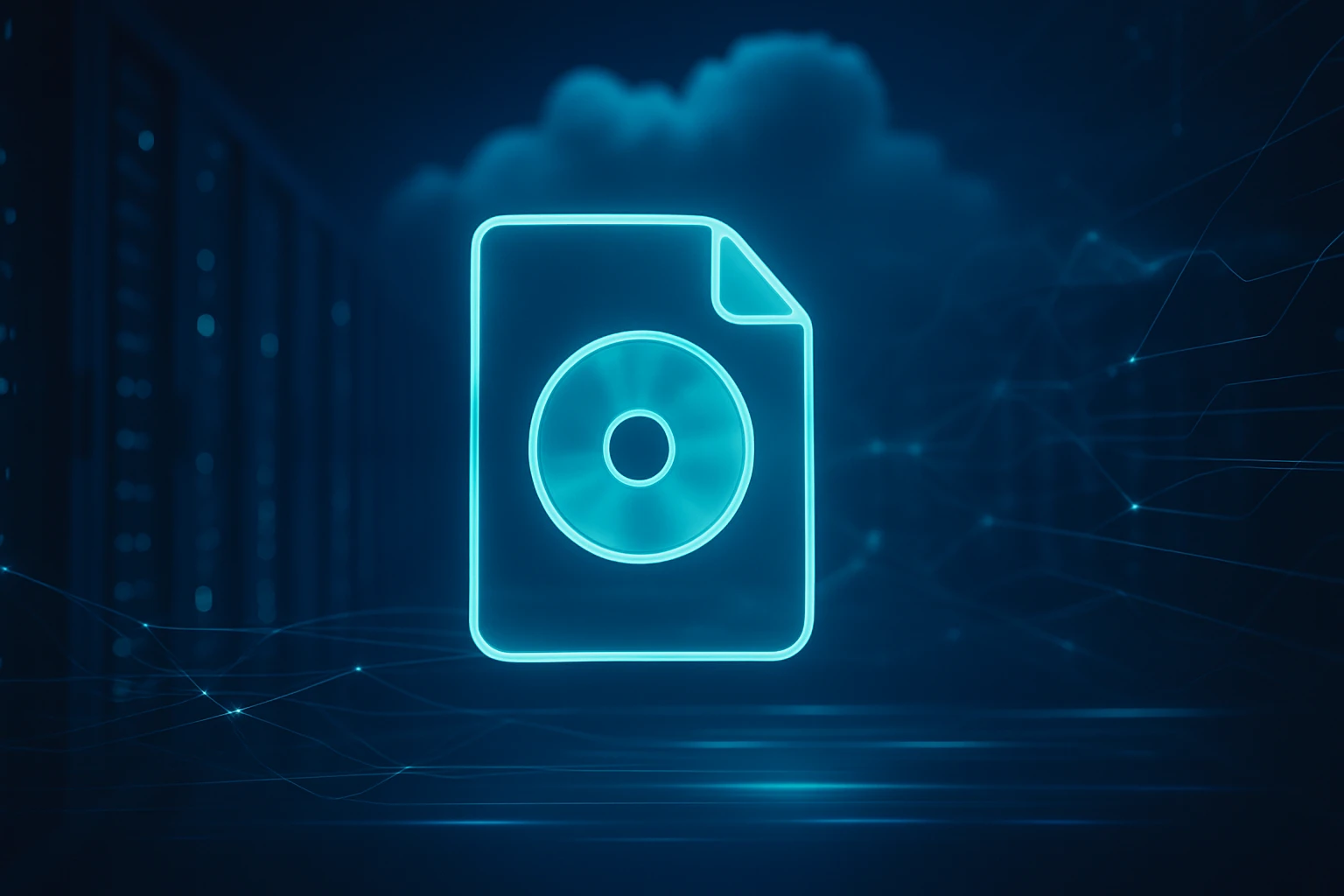 Egy digitális fájl ikonja, háttérben felhőalapú tárolás szimbólumokkal.