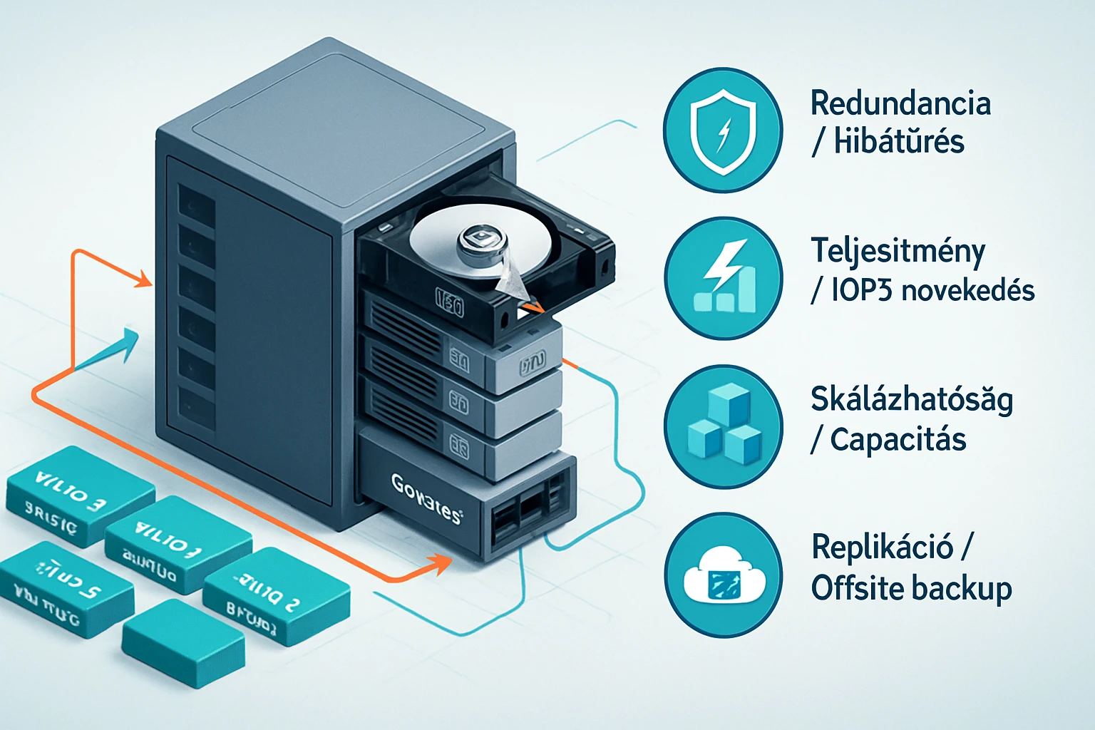 Egy modern tárolóegység, amely redundanciát és skálázhatóságot kínál.