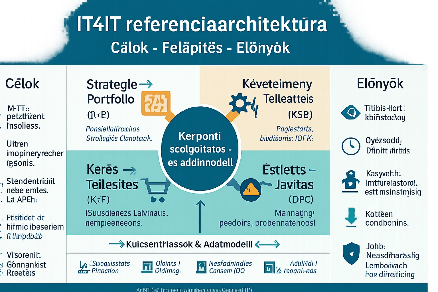 IT4IT referenciaarchitektúra diagram, célok, felépítés és előnyök részletezve.