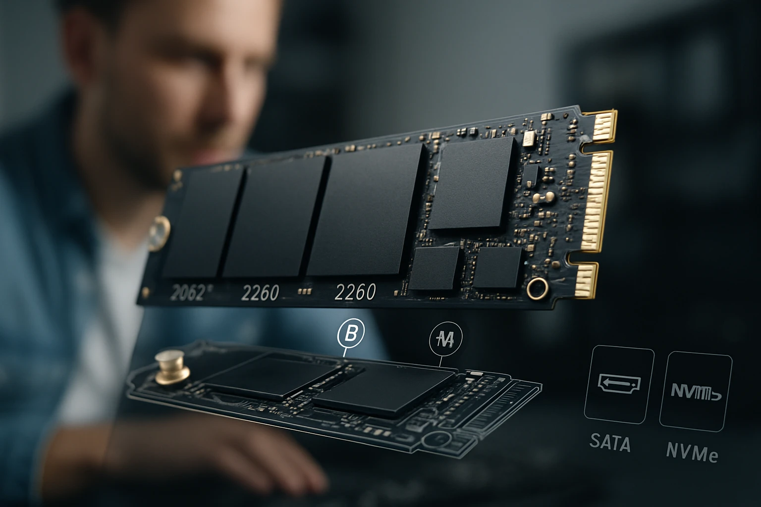 Egy M.2 SSD látható, amely a számítógép teljesítményének növelésére szolgál.