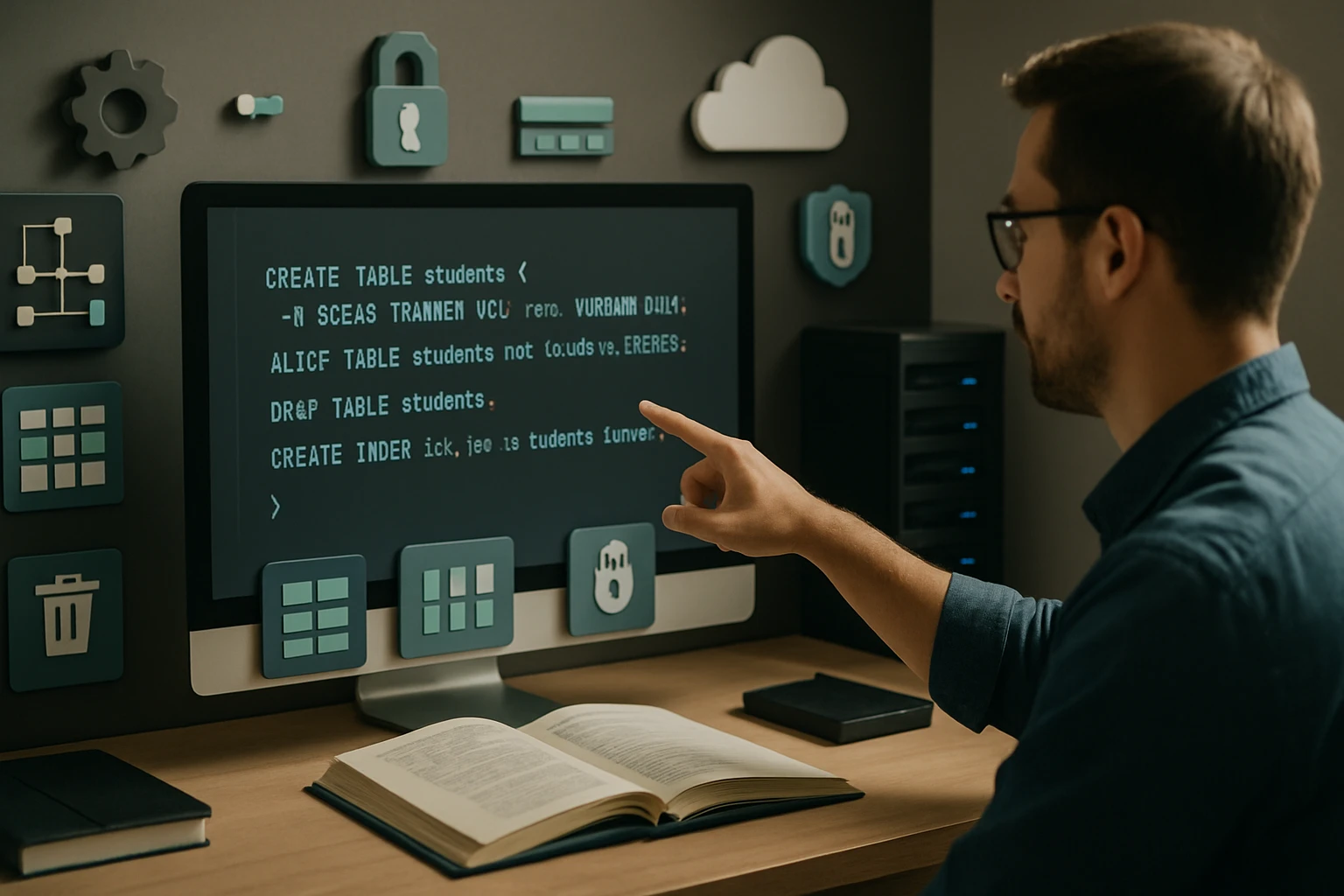 Egy férfi programozás közben kódot ír a számítógép képernyőjén.