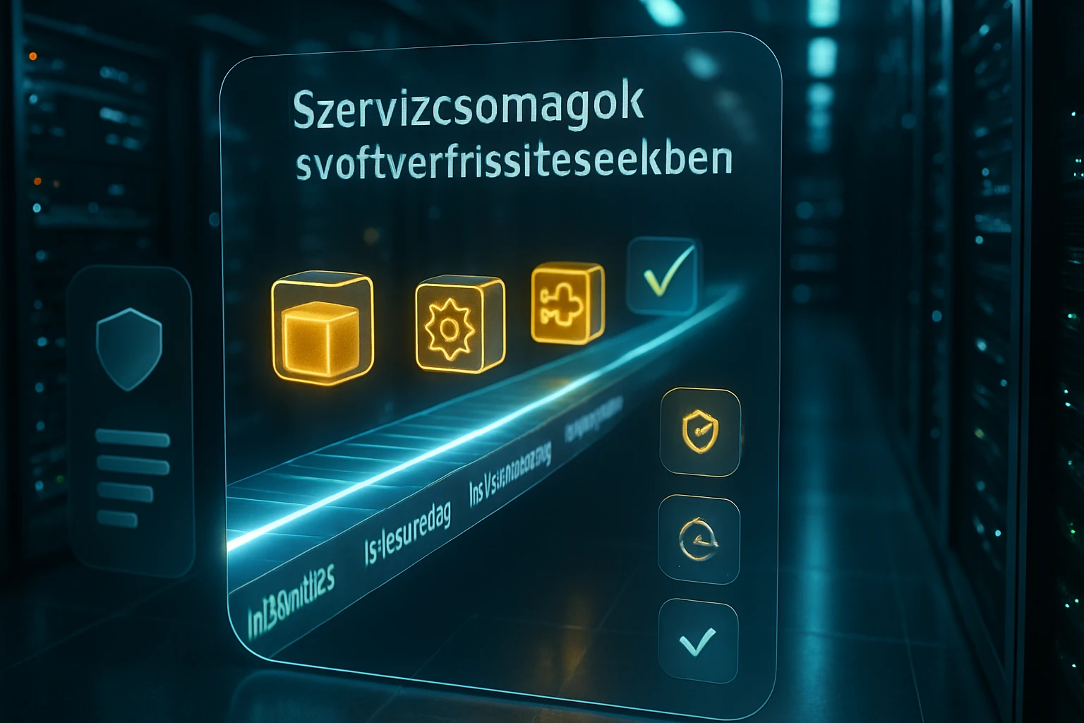 Digitális felület, amely szoftverfrissítési szolgáltatásokat mutat be adatközpontban.