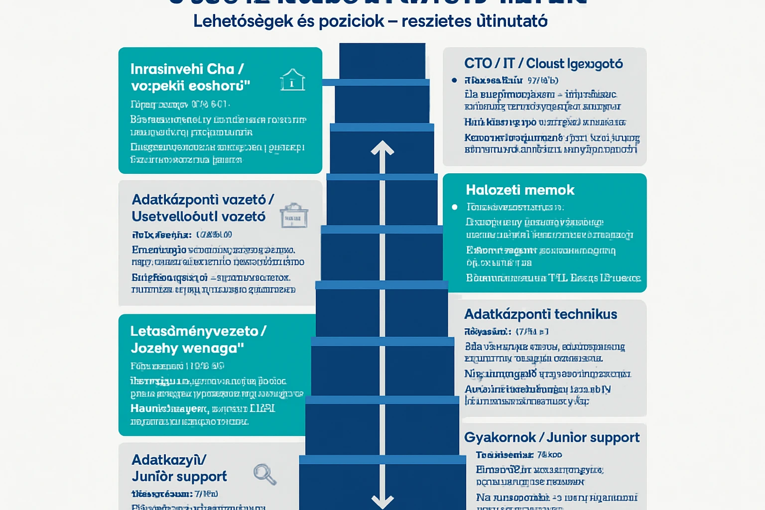 Infografika a tech ipar karrier lehetőségeiről és pozícióiról.