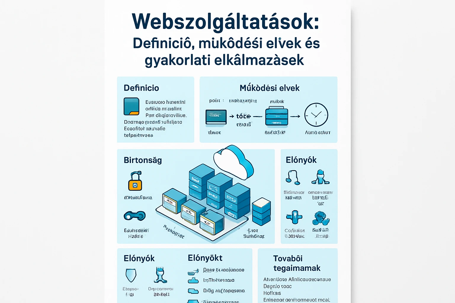 Webszolgáltatások definíciója és működési elvei grafikus ábrázolása.