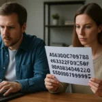 Két ember a számítógép előtt, MD5 hash értékeket elemzik.