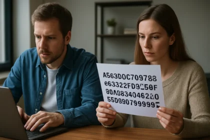 Két ember a számítógép előtt, MD5 hash értékeket elemzik.