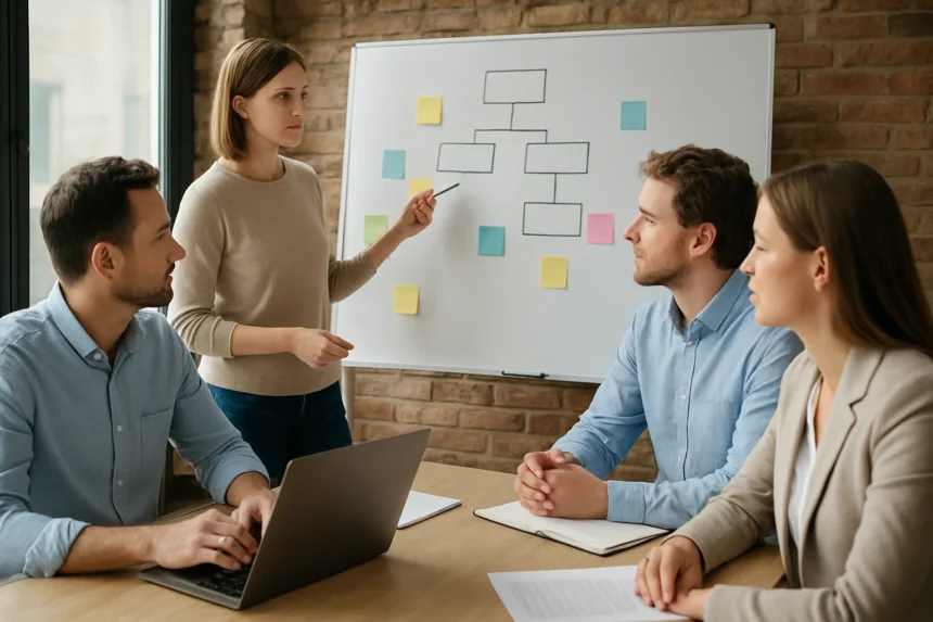 Csapat dolgozik funkcióvezérelt fejlesztésen agilis módszertan szerint.