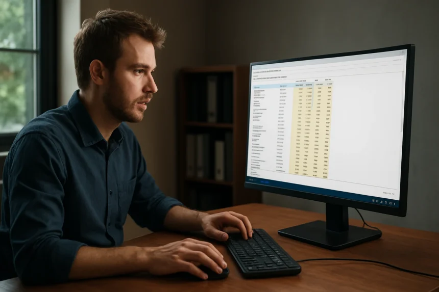 Férfi számítógép előtt, Sysinternals eszközökkel dolgozik.