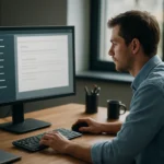 Felhasználó a szoftverek menü interfészén dolgozik