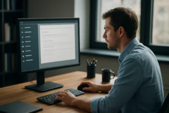 Felhasználó a szoftverek menü interfészén dolgozik