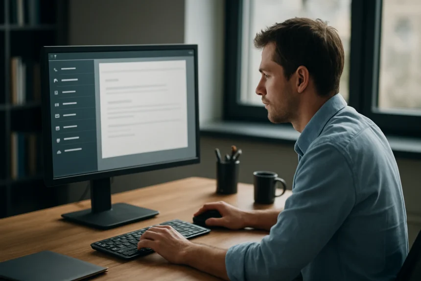 Felhasználó a szoftverek menü interfészén dolgozik