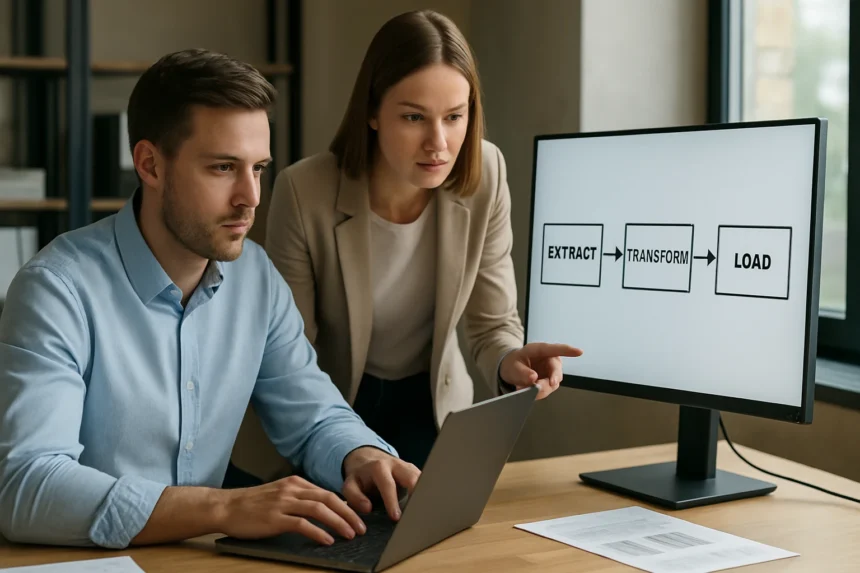 ETL folyamat bemutatása: adatkinyerés, átformálás, betöltés.