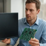 Férfi passzív mátrixos kijelző és áramkörlap bemutatásával.