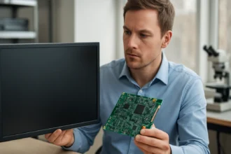 Férfi passzív mátrixos kijelző és áramkörlap bemutatásával.