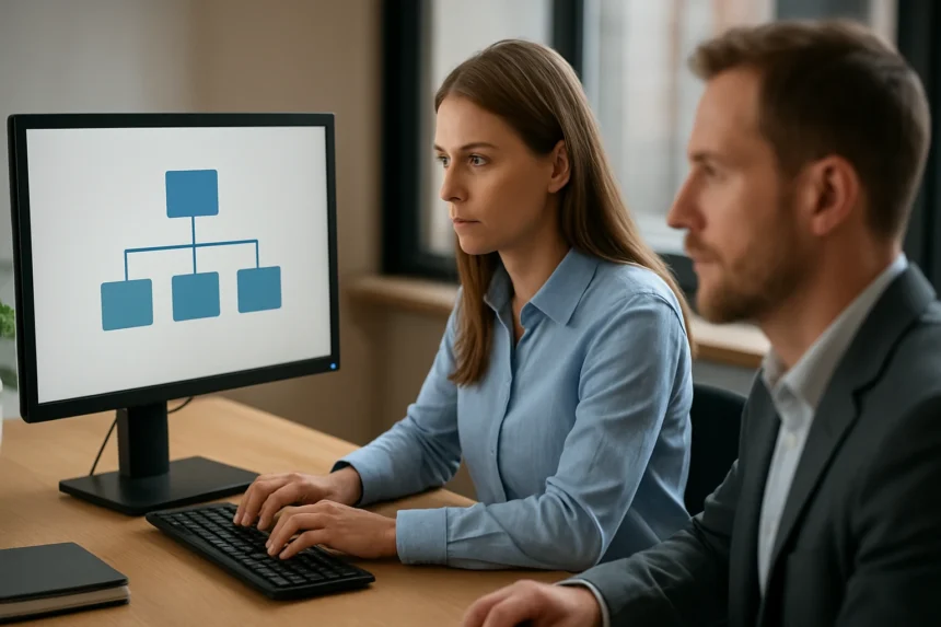 Hálózati rendszergazda dolgozik az Active Directory-val.