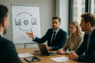 Üzleti átalakulás bemutatása egy megbeszélésen