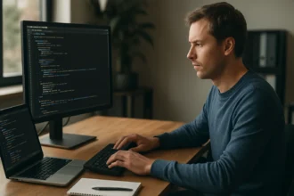 Programozó konfigurációs fájllal dolgozik számítógépeken