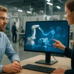 Digitális szál a gyártásban, valós idejű adatelemzés, robotika.