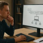 Férfi számítógép előtt, FLSM alhálózati maszk tárgyalása