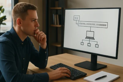 Férfi számítógép előtt, FLSM alhálózati maszk tárgyalása