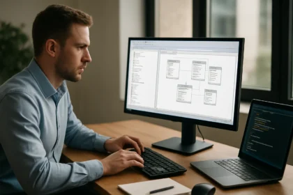 Férfi adatbázis kezelő az SQL Server Management Studio használatával