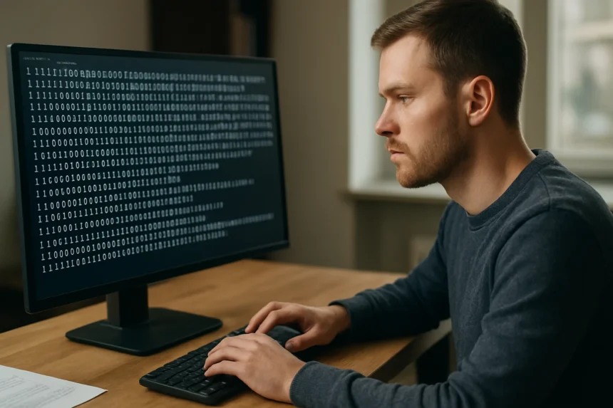 Férfi gépi kód írása számítógépen, programozási nyelv ismerete