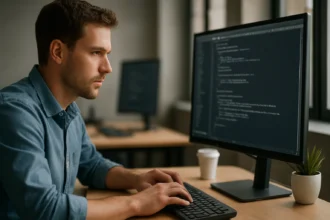 Programozó munka közben CISC architektúrával kapcsolatos kódon.