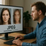 Felhasználó a JPEG képformátumot elemzi a számítógépén.