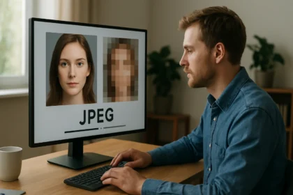 Felhasználó a JPEG képformátumot elemzi a számítógépén.