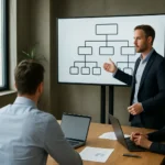 Üzleti megbeszélés az Enterprise Architecture (EA) tervezésről.