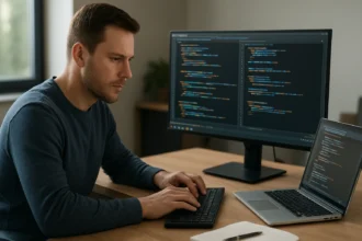 Programozó többszálúságról készült kódokkal dolgozik