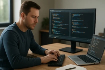 Programozó többszálúságról készült kódokkal dolgozik