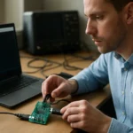 Mikrokontroller és laptop soros kommunikációs interfész használat közben