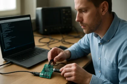 Mikrokontroller és laptop soros kommunikációs interfész használat közben