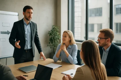 Változásmenedzsment megbeszélés a munkahelyen