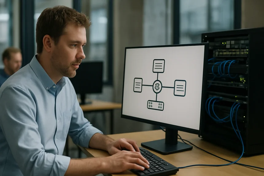IT szakember az AWS Network Load Balancer működését elemzi.