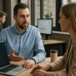 Két kolléga megbeszél egy folyamatot, miközben privát API-ról diskurálnak.