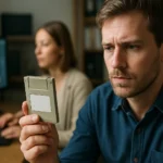 Férfi WORM adattárolási technológiát használó adattároló eszközzel