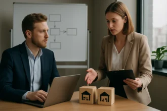 Kettős beszerzés során üzleti megbeszélés nappali irodában