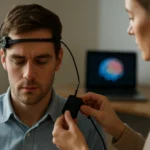 Agyhekkeles folyamat közben, fejre szerelt eszközzel.