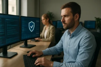 Felhasználók biztonsági platformot használva, automatizált válaszadás során.