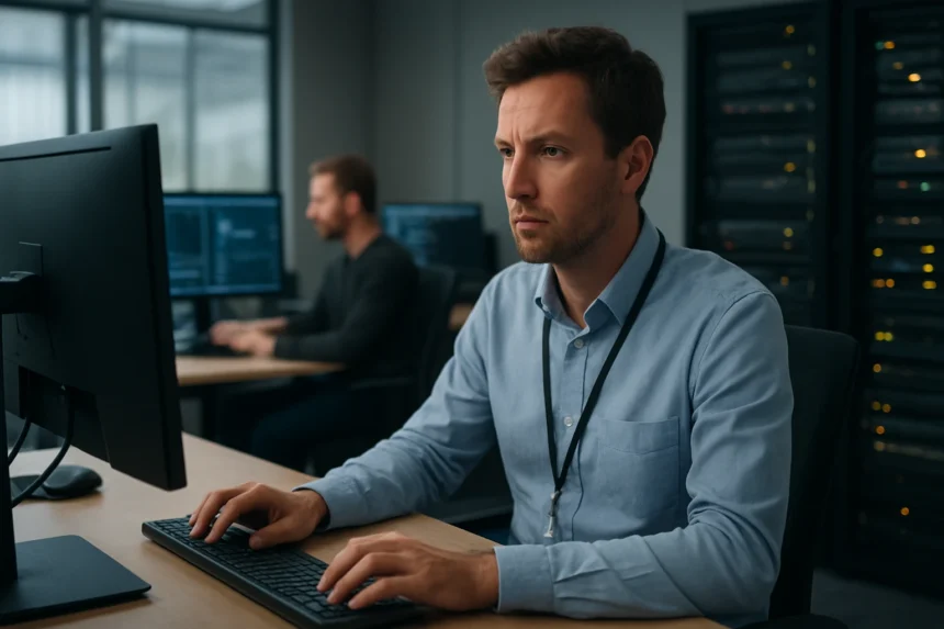 IT üzemeltetési szakemberek dolgoznak informatikai rendszerek monitorozásán