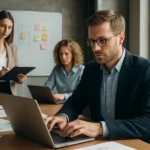 Csapatmunka és projektmenedzsment meeting a vállalati környezetben