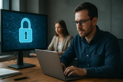 Digitális biztonság illusztráció szakmai környezetben, C2 besorolás.