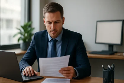 Férfi IT szakember tanúsítvány visszavonási listát ellenőriz