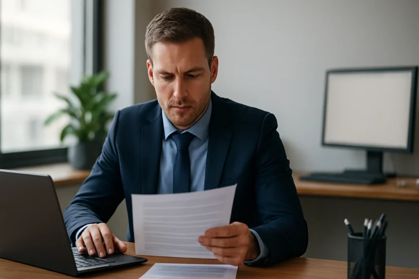 Férfi IT szakember tanúsítvány visszavonási listát ellenőriz